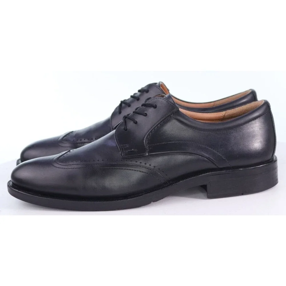 ECCO Men's Wingtip Comfort Dress Shoes Size EU 43 US 9-9.5 Leather Black